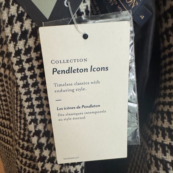 NWT Pendleton Virgin Wool Houndstooth Blazer – Size 4, Black & White - Picture 3 of 8